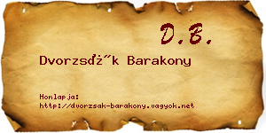 Dvorzsák Barakony névjegykártya